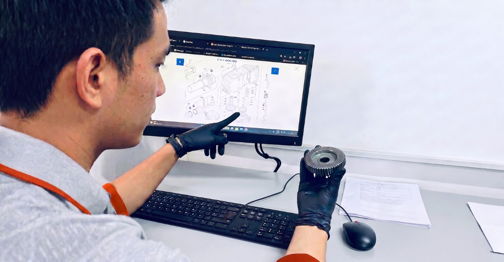 Especialista técnico analizando diagramas de maquinaria industrial - Casa Inalámbrica